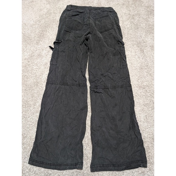 American Eagle womens Black Wide Leg Cargo Pants Size 4 Regular Stretch Utility - Picture 6 of 7